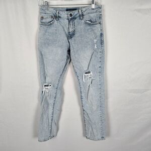 Aeropostale  Athletic Skinny Jeans Women's 27 / 28 Blue Light Wash Distressed